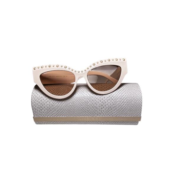 Jimmy Choo Sonja Light Pink Pearl Embellished Cat Eye Sunglasses 55-17-145 main image 7